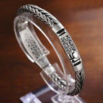 Buddha Stones Tibetan Copper Weave Om Mani Padme Hum Relief Vajra Peace Metal Bracelet