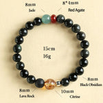 Buddha Stones Natural Black Obsidian Beads Strength Fulfillment Bracelet