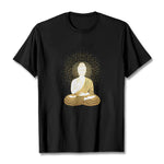 Buddha Stones Golden Meditation Buddha With Golden Aura Tee T-shirt