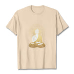 Buddha Stones Golden Meditation Buddha With Golden Aura Tee T-shirt