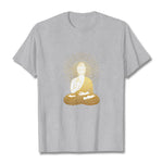 Buddha Stones Golden Meditation Buddha With Golden Aura Tee T-shirt