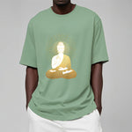 Buddha Stones Golden Meditation Buddha With Golden Aura Tee T-shirt