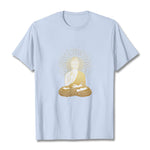 Buddha Stones Golden Meditation Buddha With Golden Aura Tee T-shirt