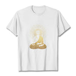 Buddha Stones Golden Meditation Buddha With Golden Aura Tee T-shirt