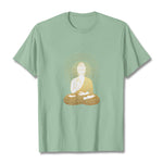 Buddha Stones Golden Meditation Buddha With Golden Aura Tee T-shirt
