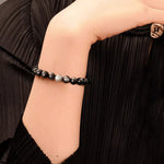 Buddha Stones Natural Silver Sheen Obsidian Om Mani Padme Hum Protection Bracelet