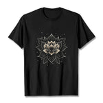 Buddha Stones Golden Lotus Flower Design Tee T-shirt