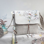 Buddha Stones Handmade Magnolia Embroidered Large Capacity Polyester Canvas Backpack