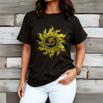 Buddha Stones OM Mantra Sanskrit Gold Sun Tee T-shirt