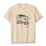 Buddha Stones Potala Palace Om Mani Padme Hum Prayer Flags Cotton Tee T-shirt