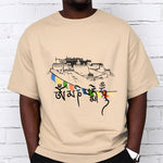 Buddha Stones Potala Palace Om Mani Padme Hum Prayer Flags Cotton Tee T-shirt