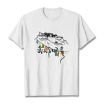 Buddha Stones Potala Palace Om Mani Padme Hum Prayer Flags Cotton Tee T-shirt