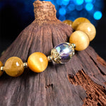 Buddha Stones Natural Tiger Eye Beads Green Leaf Courage Bracelet