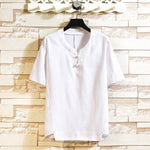 Buddha Stones Summer Chinese Frog-button Men's Solid Color Button Short Sleeve Cotton Linen Shirt