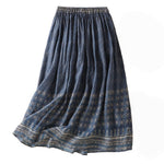 Buddha Stones Vintage Ethnic Floral Pattern Lined Drawstring Women's Skirt With Pockets