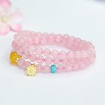 Buddha Stones Pink Crystal Multi-Circle Yellow Chalcedony Lotus Warmth Bracelet