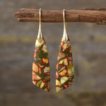 Buddha Stones Natural Emperor Stone Geometric Crystal Anti-Stress Earrings
