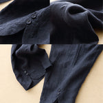 Buddha Stones Summer Solid Color Side Button Design Cotton Linen Women's Harem Pants With Pockets