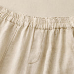 Buddha Stones Summer Solid Color Side Button Design Cotton Linen Women's Harem Pants With Pockets