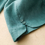 Buddha Stones Summer Solid Color Side Button Design Cotton Linen Women's Harem Pants With Pockets