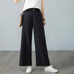 Buddha Stones Daily Solid Color Patchwork Simple Design Cotton Linen Women's Pants With Pockets
