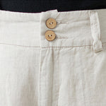 Buddha Stones Daily Solid Color Patchwork Simple Design Cotton Linen Women's Pants With Pockets