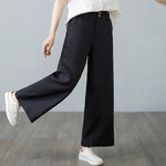 Buddha Stones Daily Solid Color Patchwork Simple Design Cotton Linen Women's Pants With Pockets