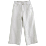 Buddha Stones Daily Solid Color Patchwork Simple Design Cotton Linen Women's Pants With Pockets
