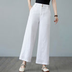 Buddha Stones Daily Solid Color Patchwork Simple Design Cotton Linen Women's Pants With Pockets