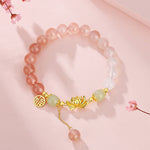 Buddha Stones 925 Sterling Silver Natural Gradient Agate Hetian Jade Lotus Fu Character Enlightenment Bracelet