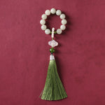 Buddha Stones Green Jade Beads Pearl Prosperity Tassels Wrist Mala