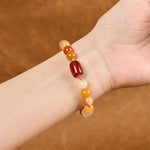 Buddha Stones Golden Silk Jade Beads Gourd Wealth Luck Bracelet