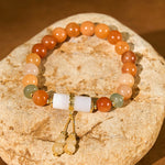 Buddha Stones Golden Silk Jade Beads Gourd White Crystal Wealth Luck Bracelet