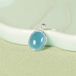 Buddha Stones 925 Sterling Silver Aquamarine Healing Clavicle Chain Necklace Pendant