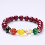 Buddha Stones Cinnabar Agate Five Directions Gods Of Wealth Blessing Bracelet
