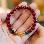 Buddha Stones Cinnabar Agate Five Directions Gods Of Wealth Blessing Bracelet
