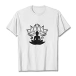 Buddha Stones Om Yin Yang Buddha Statue Sitting Lotus Meditation Tee T-shirt