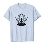 Buddha Stones Om Yin Yang Buddha Statue Sitting Lotus Meditation Tee T-shirt