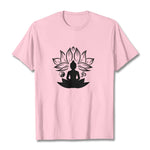 Buddha Stones Om Yin Yang Buddha Statue Sitting Lotus Meditation Tee T-shirt