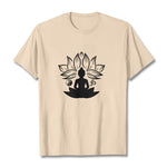 Buddha Stones Om Yin Yang Buddha Statue Sitting Lotus Meditation Tee T-shirt