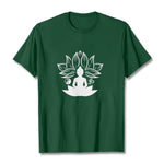 Buddha Stones Om Yin Yang Buddha Statue Sitting Lotus Meditation Tee T-shirt