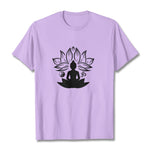 Buddha Stones Om Yin Yang Buddha Statue Sitting Lotus Meditation Tee T-shirt