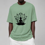 Buddha Stones Om Yin Yang Buddha Statue Sitting Lotus Meditation Tee T-shirt
