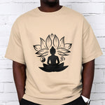 Buddha Stones Om Yin Yang Buddha Statue Sitting Lotus Meditation Tee T-shirt