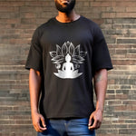 Buddha Stones Om Yin Yang Buddha Statue Sitting Lotus Meditation Tee T-shirt
