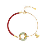 Buddha Stones 999 Sterling Silver Hetian White Jade Double Koi Fish Peace Buckle Lucky Charm Wealth Bracelet
