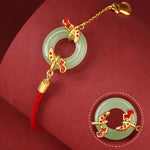 Buddha Stones 999 Sterling Silver Hetian White Jade Double Koi Fish Peace Buckle Lucky Charm Wealth Bracelet