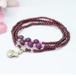 Buddha Stones Natural Garnet Elephant Abacus Lucky Bag PiXiu Protection Triple Wrap Bracelet