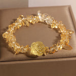 Buddha Stones Natural Citrine Irregular Bead Petals Pleasure Bracelet