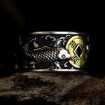 Buddha Stones Adjustable Opening 925 Sterling Silver Lucky Koi Fish Copper Coin Auspicious Clouds Wealth Ring